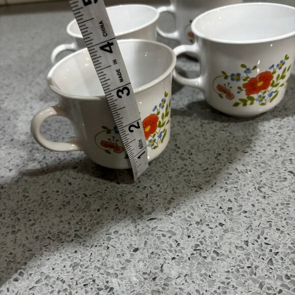 Corelle by Corning Wildflower set of 4 cups mugs Vintage Mid Century Orange - Picture 4 of 5